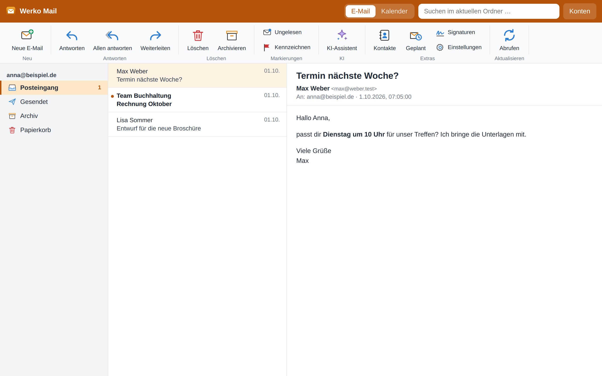Werko Mail – Bildschirmfoto